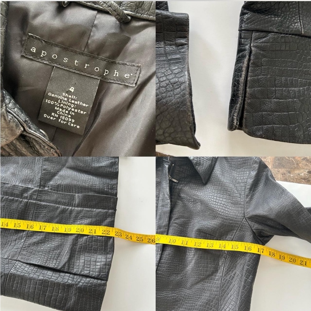 Vintage Y2K 90s Apostrophe black leather jacket size 4 - Picture 5 of 7